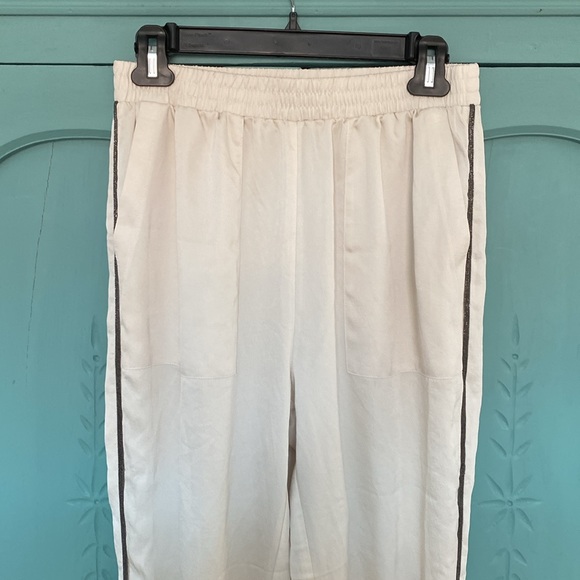 NWT Express Silky Feel Joggers. Silver Metallic Side Stripe Design. Small - Picture 2 of 6